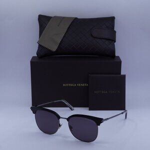 Bottega Veneta BV0253S 001 Square Sunglasses - Ruthenium Black \ Grey
